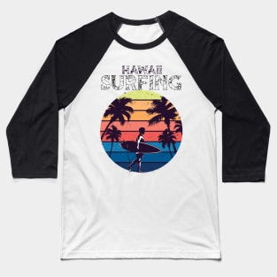 Retro Hawaii Beach Surfer Longboard Aloha Baseball T-Shirt